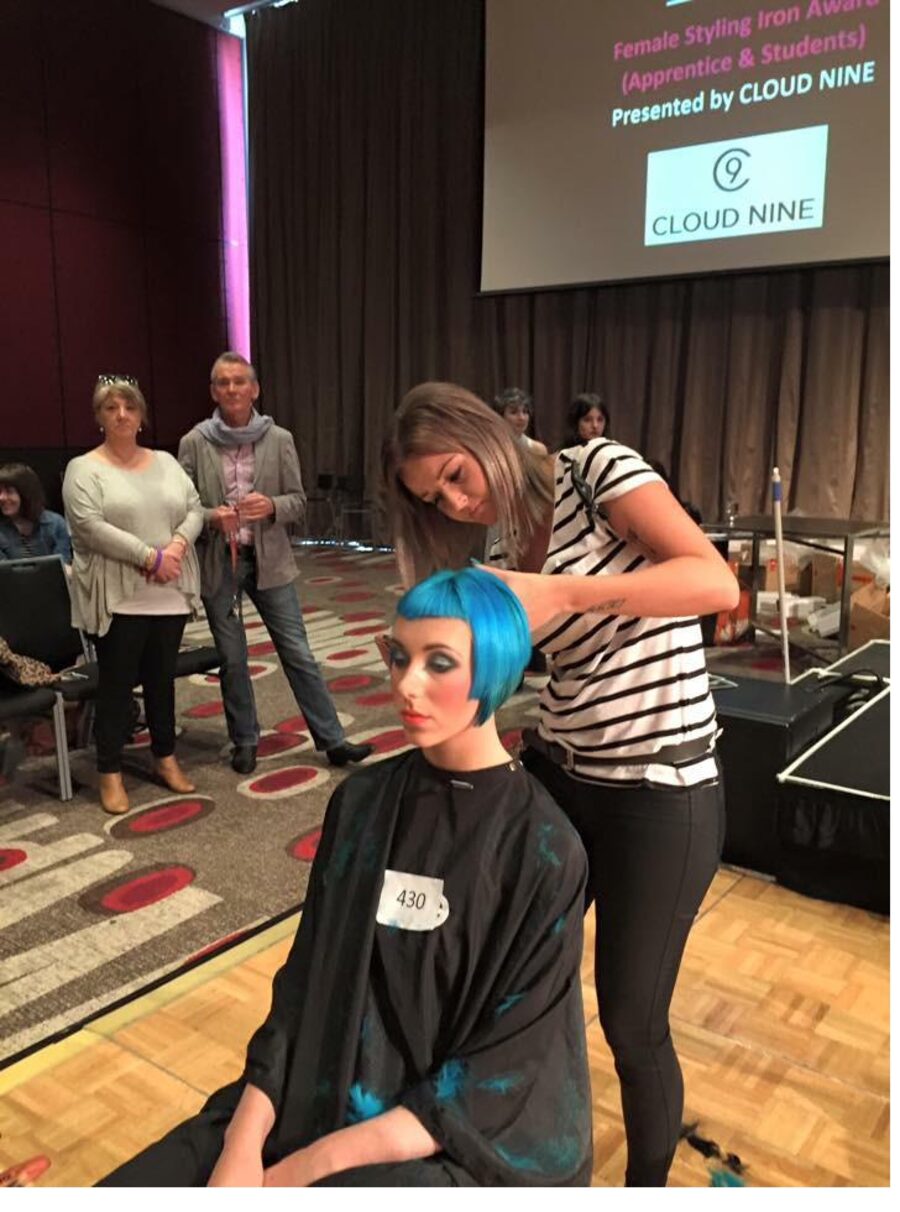 Cait early in her hairdressing career