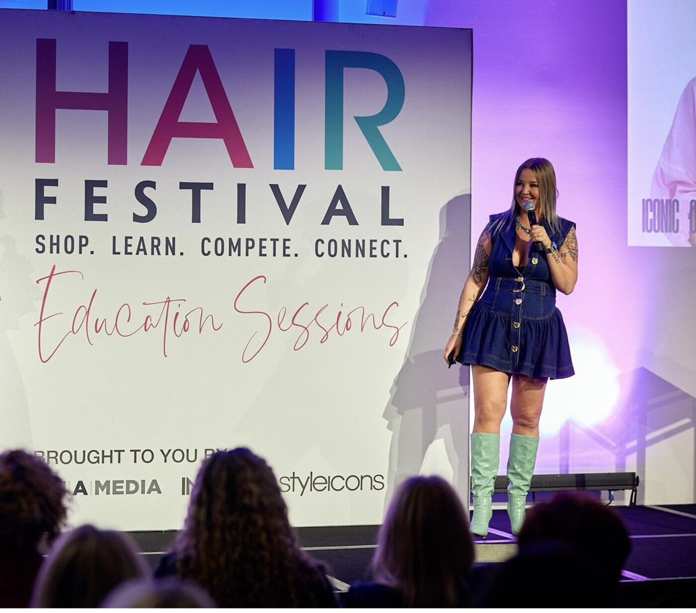 Cait speaking at Hair Festival